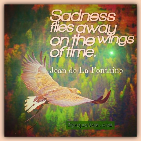 Quote from Byequotes.com - "Sadness flies away on the wings of time". - Jean de La Fontaine